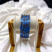 Load image into Gallery viewer, Indian Glass Bangles-Set Of 4 Stone Designed Bollywood Traditional
