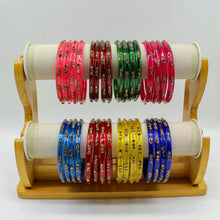 Load image into Gallery viewer, Indian Glass Bangles-Set Of 4 Stone Designed Bollywood Traditional