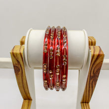 Load image into Gallery viewer, Indian Glass Bangles-Set Of 4 Stone Designed Bollywood Traditional