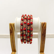 Load image into Gallery viewer, Indian Plastic Bangles Set 4-Stone&Flower Work Women Girl Wedding Special Bangle