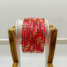 Load image into Gallery viewer, Indian Glass Bangles Set Of 12-Stone Work Women Girl Wedding Special Bangles