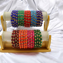 Load image into Gallery viewer, Indian Plastic Bangles Set 4-Stone&Flower Work Women Girl Wedding Special Bangle