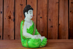 Buddha buddh buddha sitting medium Showpiece Home decore OrangeGreenGreen