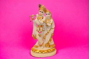 Radhe Krishna Hindu God Hindu fiber idol White