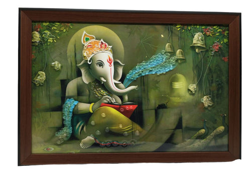 Ganesh Frame Ganesha Frame Ganpati Wall Frame Hanging Home Decore Multi color