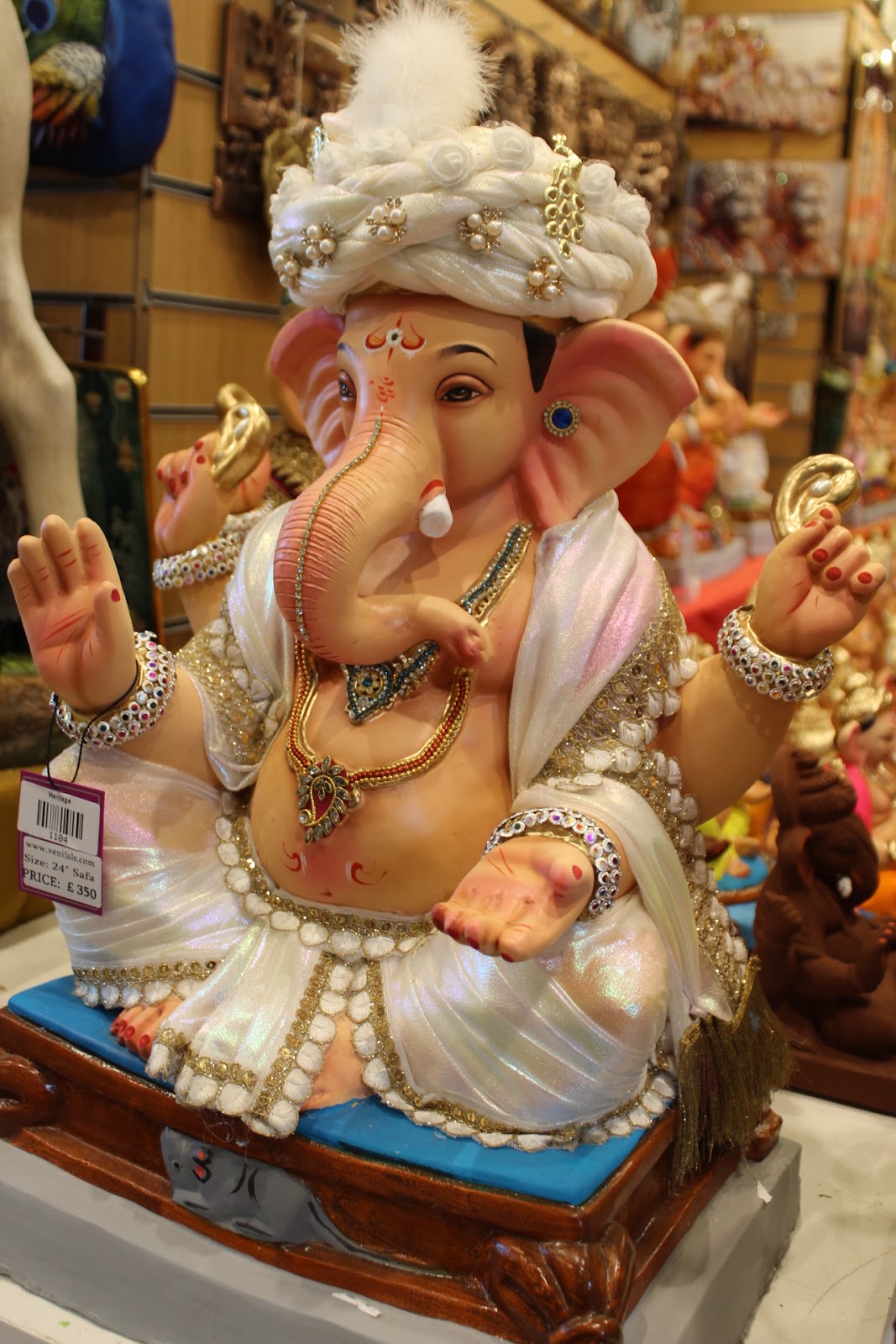 Eco-Friendly Ganesh Visarjan idol, Ivory & Pearl, side view