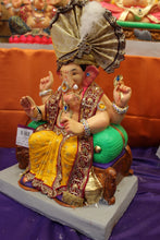 Load image into Gallery viewer, Eco-Friendly Ganesh Visarjan idol, Full Safa Set Cream &amp; Maroon, side view