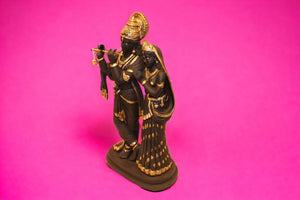 Radhe Krishna Hindu God Hindu fiber idol Black