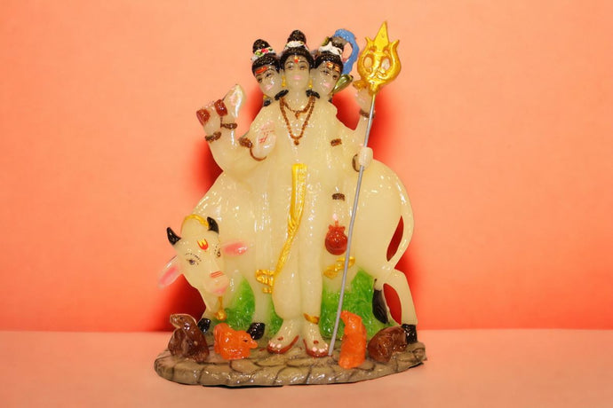 Dattatreya Idol, Tridev Idols, Dattatreya, Statue, God Datta Idol,Trimurti Green