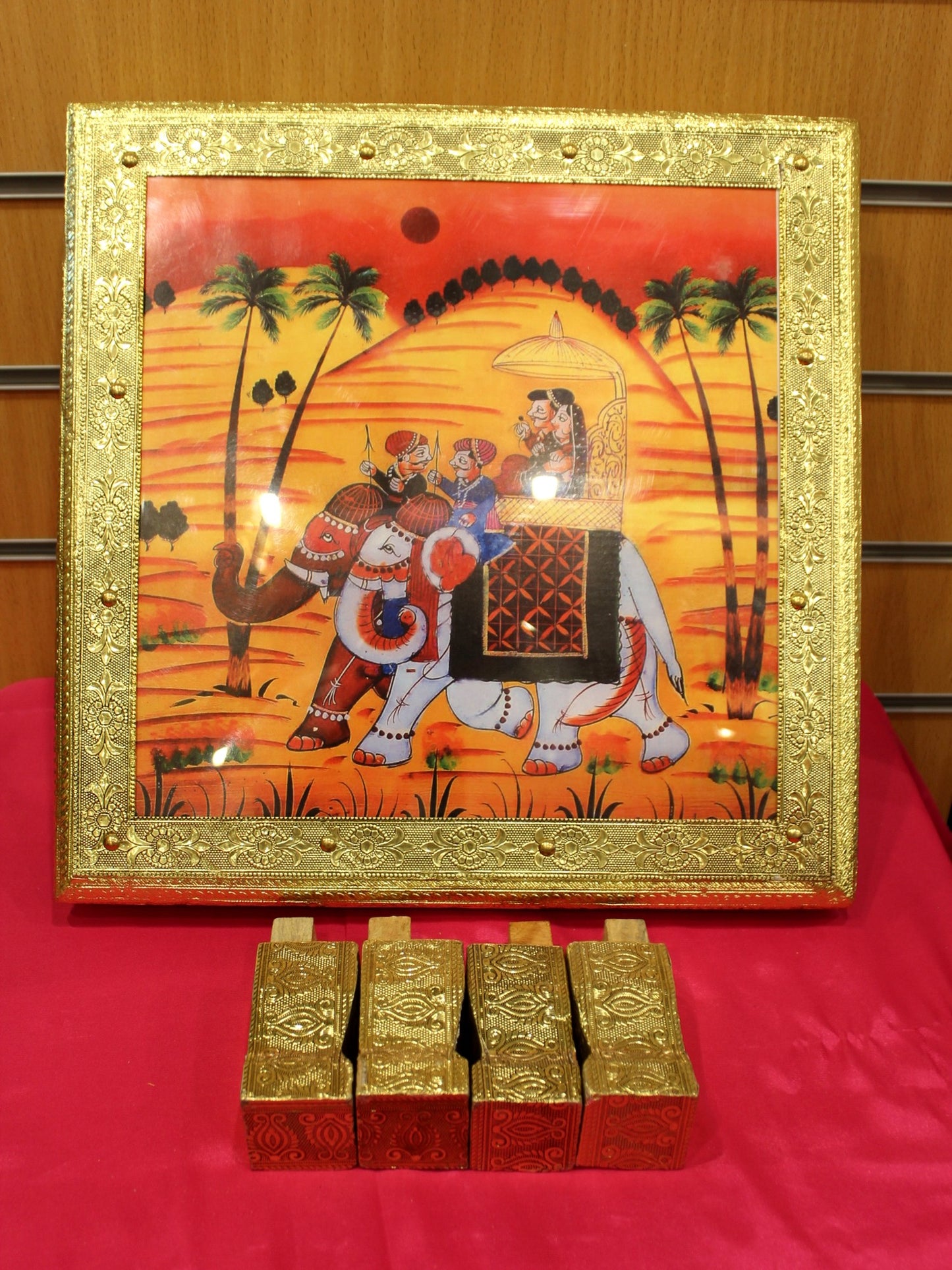 Printed Bajot Pooja Chowki – Rajasthani Elephant, 15 x 15 inch