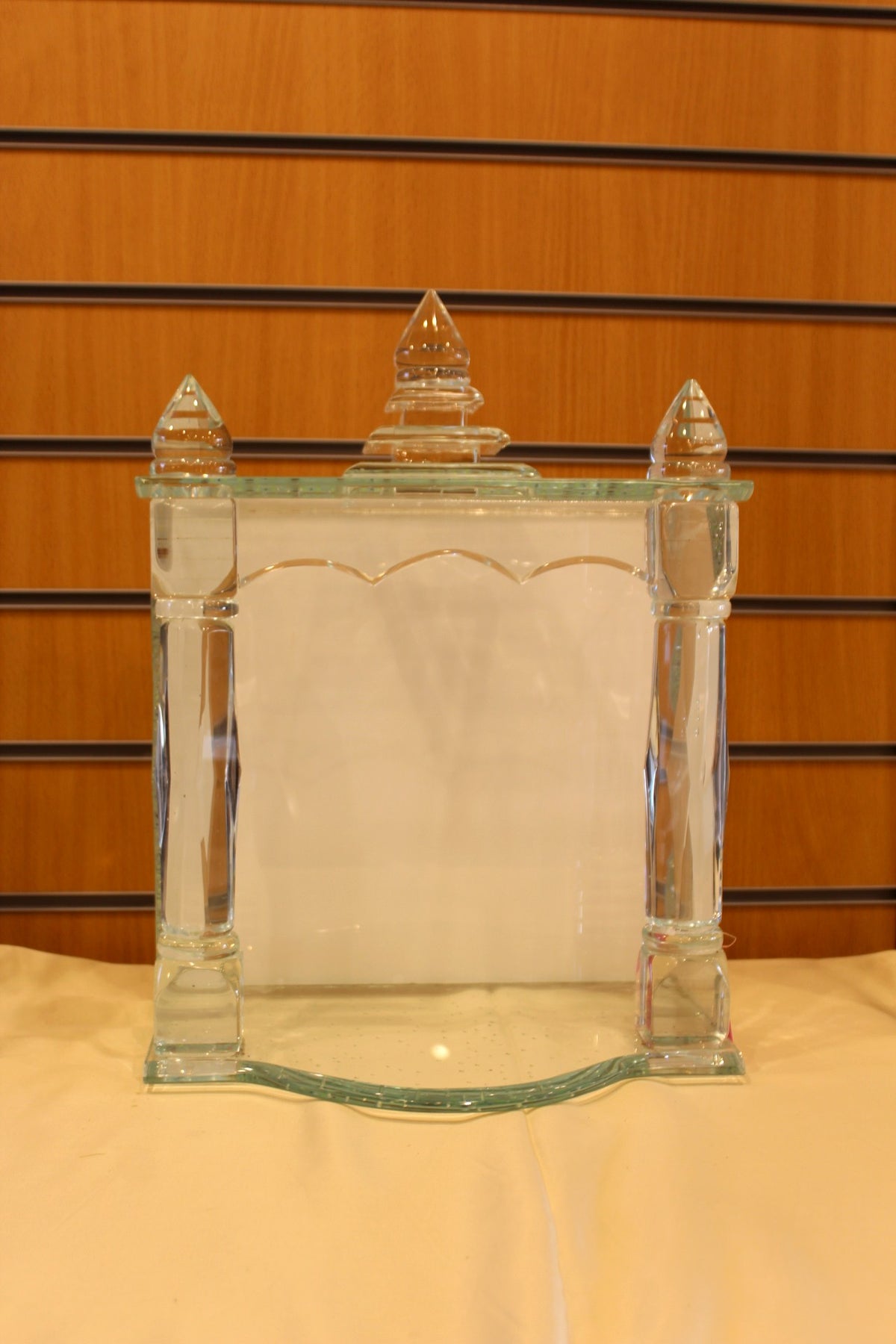 Glass Mandir with LED Lights 12 x 8 x 17 inch – Carved Crystal Home Temple