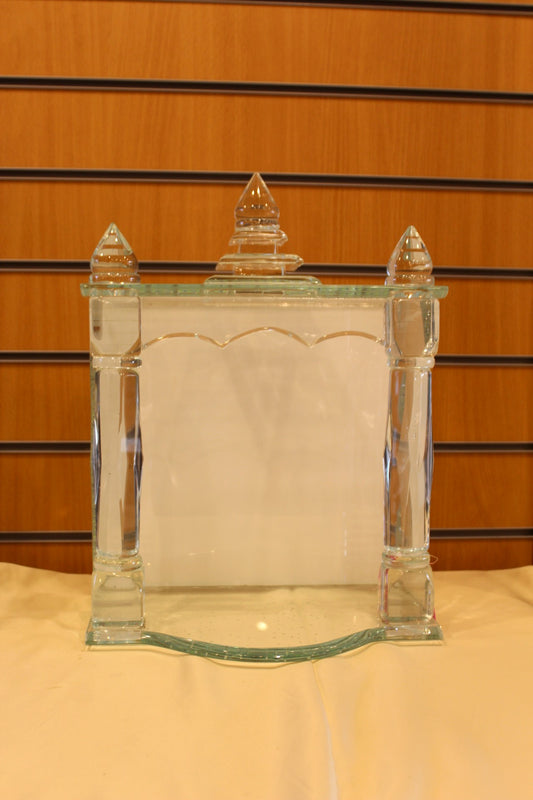 Glass Mandir with LED Lights 12 x 8 x 17 inch – Carved Crystal Home Temple