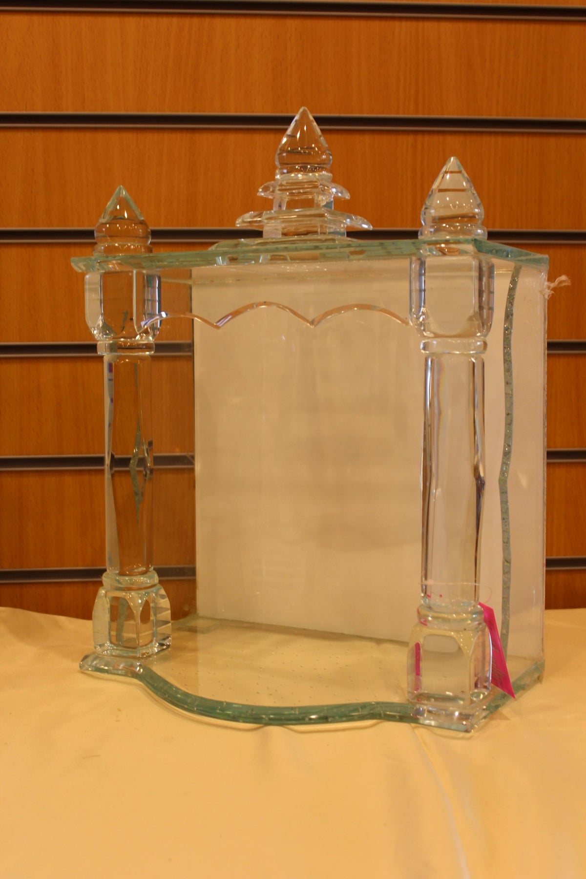 Glass Mandir with LED Lights 12 x 8 x 17 inch – Carved Crystal Home Temple