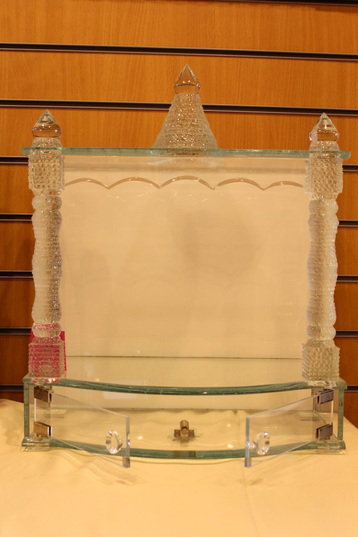 Glass Mandir with LED Lights 18 x 10 x 24 inch – Diamond Cut Crystal Home Temple