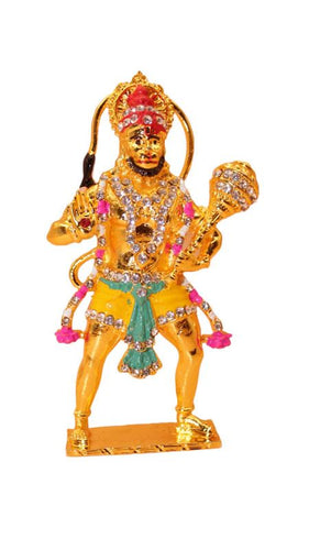 Lord Bahubali Hanuman Idol Bajrang Bali Murti (3.8cm x 2cm x 0.5cm) Gold