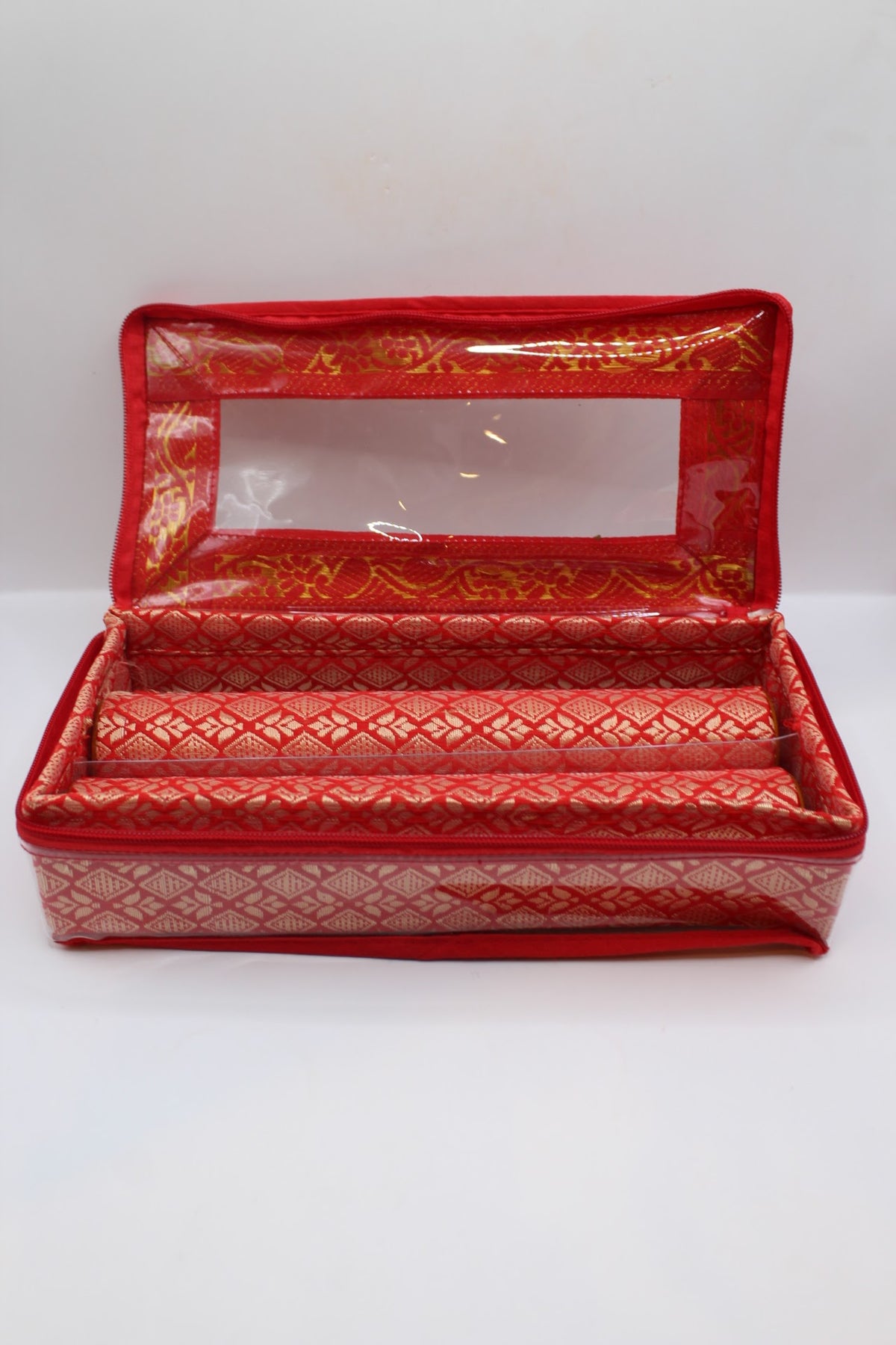 Red bangle box with 2 rolls – open
