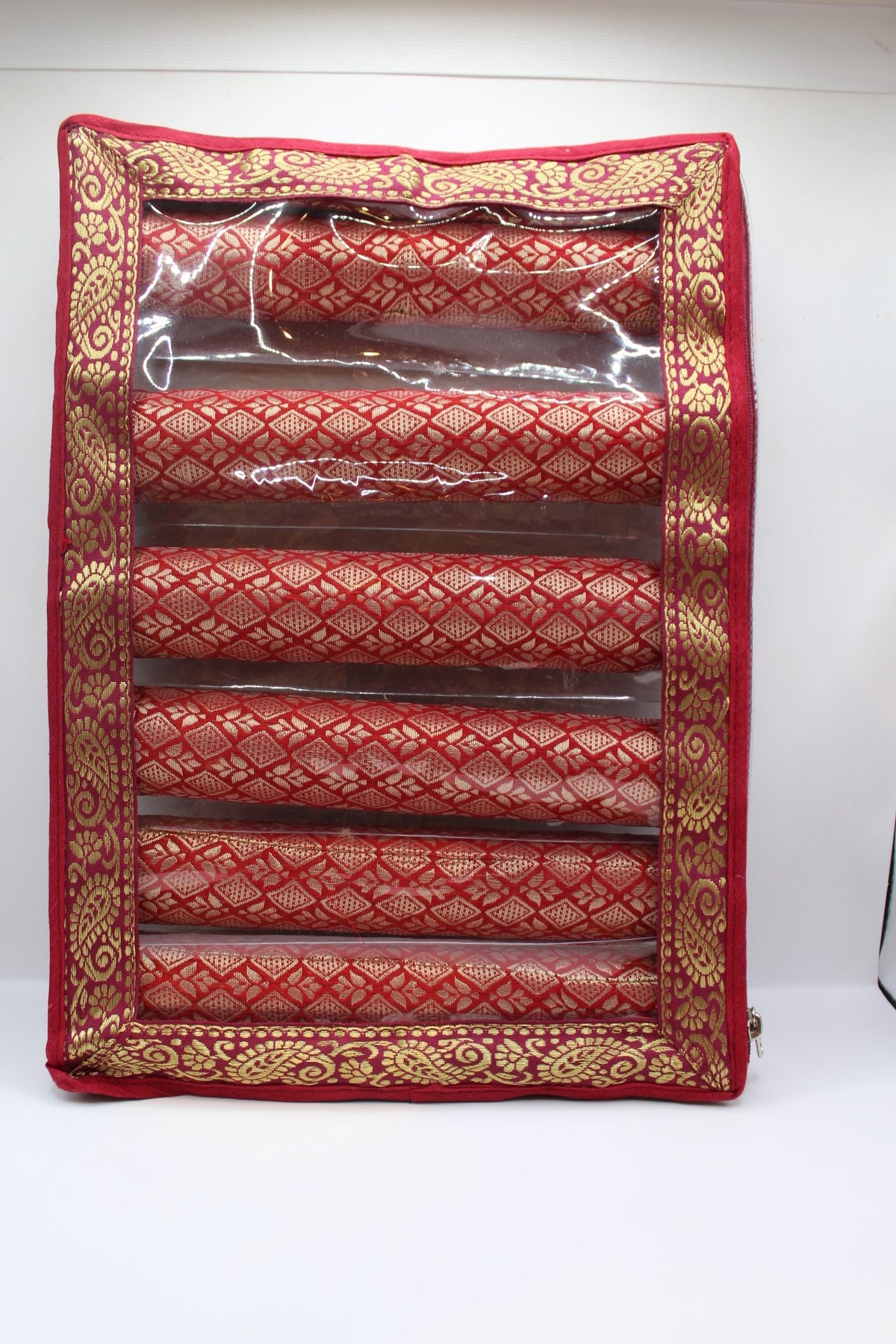 Maroon bangle box with 6 rolls