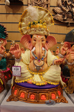 Load image into Gallery viewer, Eco-Friendly Ganesh Visarjan idol, Pale Yellow Sparkle, front view