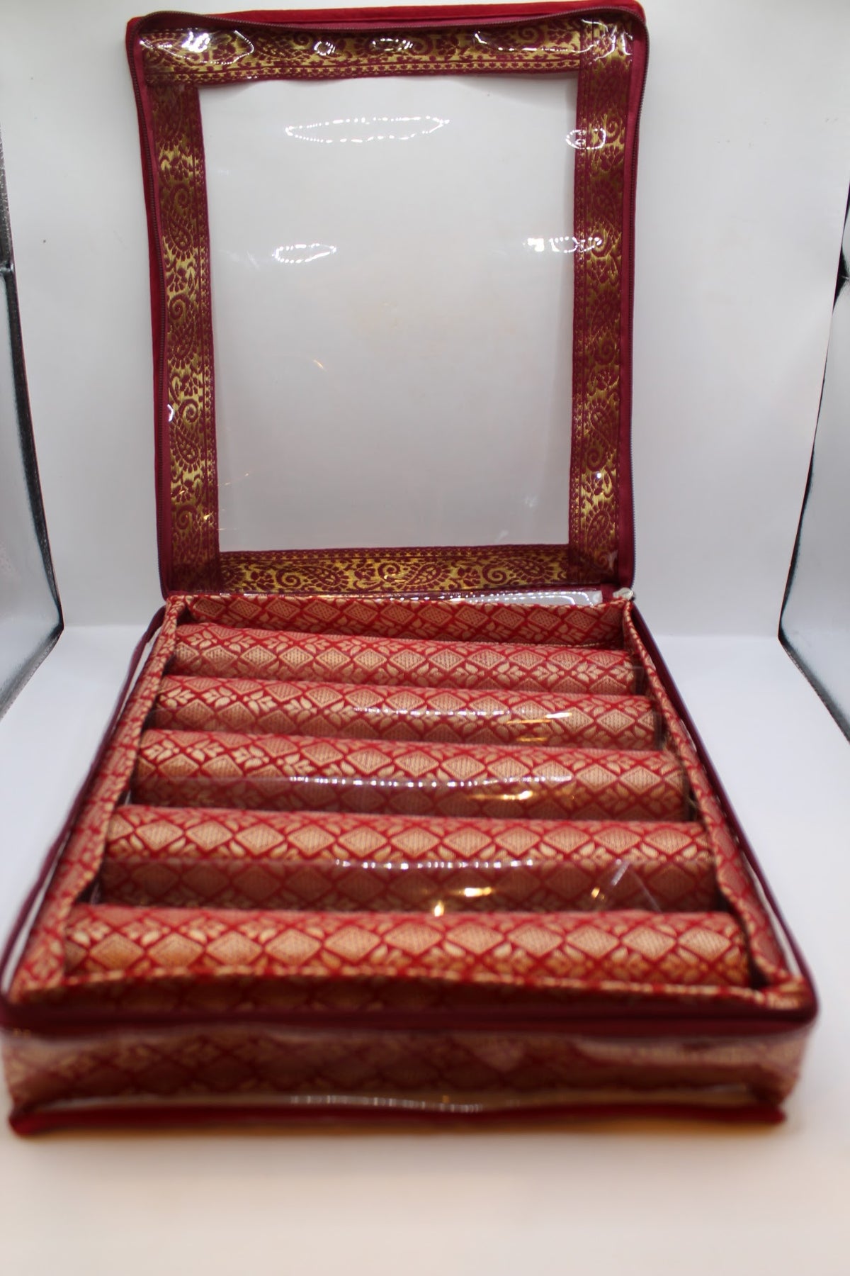 Maroon bangle box with 5 rolls