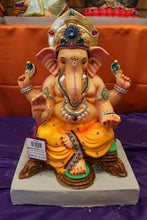 Load image into Gallery viewer, Eco-Friendly Ganesh Visarjan idol, Jewellery Style Mustard Yellow, front view 2
