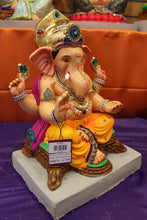 Load image into Gallery viewer, Eco-Friendly Ganesh Visarjan idol, Jewellery Style Mustard Yellow, close-up