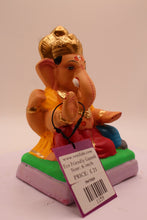 Load image into Gallery viewer, Eco-Friendly Ganesh Visarjan Idol – Yellow Khes &amp; Red Dhoti, Tall Crown, ~6 inch