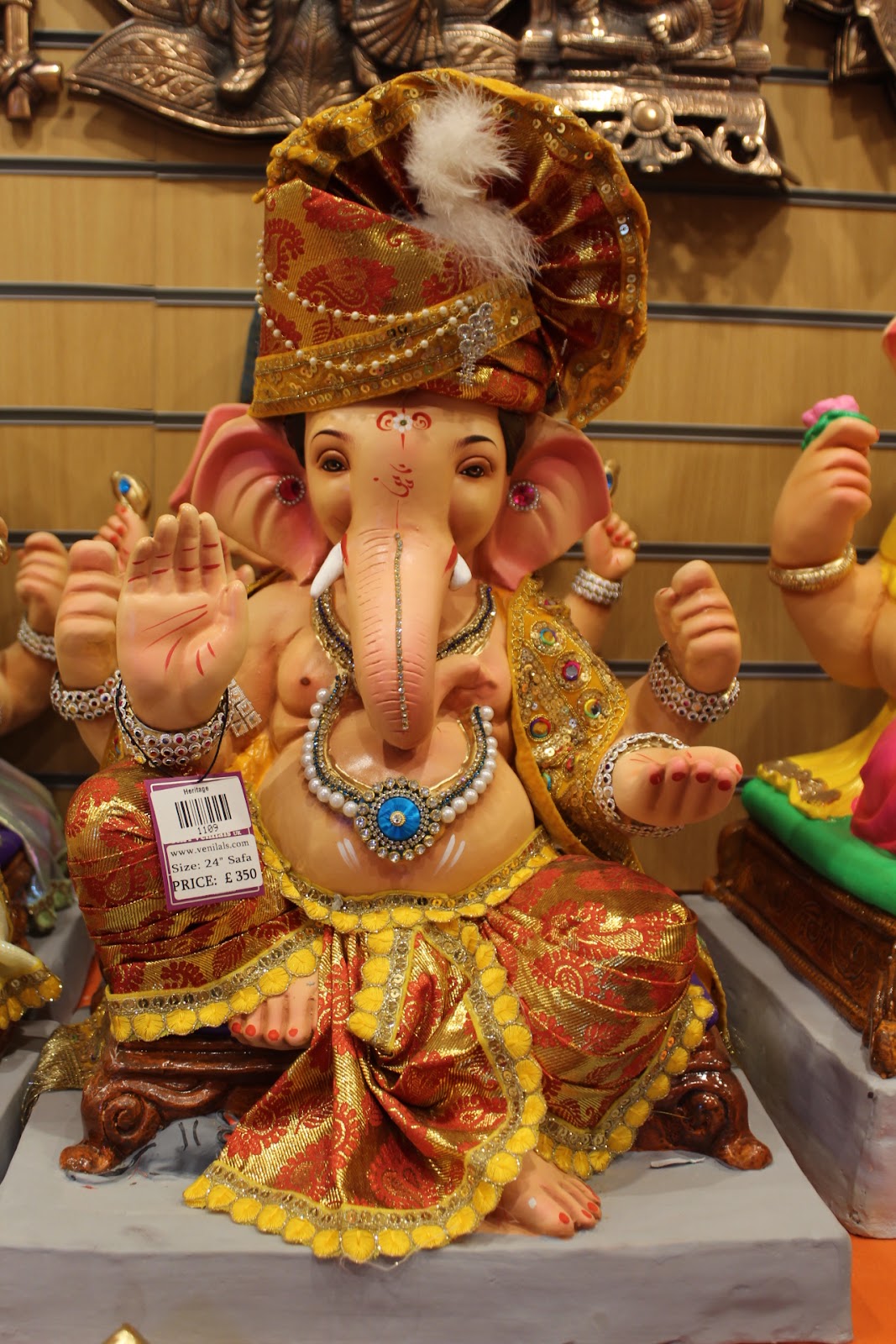 Eco-Friendly Ganesh Visarjan idol, Rust & Gold, front view