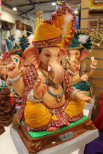 Load image into Gallery viewer, Eco-Friendly Ganesh Visarjan idol, Mustard &amp; Maroon, close-up