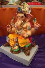 Load image into Gallery viewer, Eco-Friendly Ganesh Visarjan idol, Jewellery Style Mustard Yellow, side view