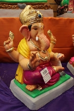 Load image into Gallery viewer, Eco-Friendly Ganesh Visarjan idol, Magenta &amp; Gold, close-up