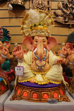 Load image into Gallery viewer, Eco-Friendly Ganesh Visarjan idol, Pale Yellow Sparkle, front view 2
