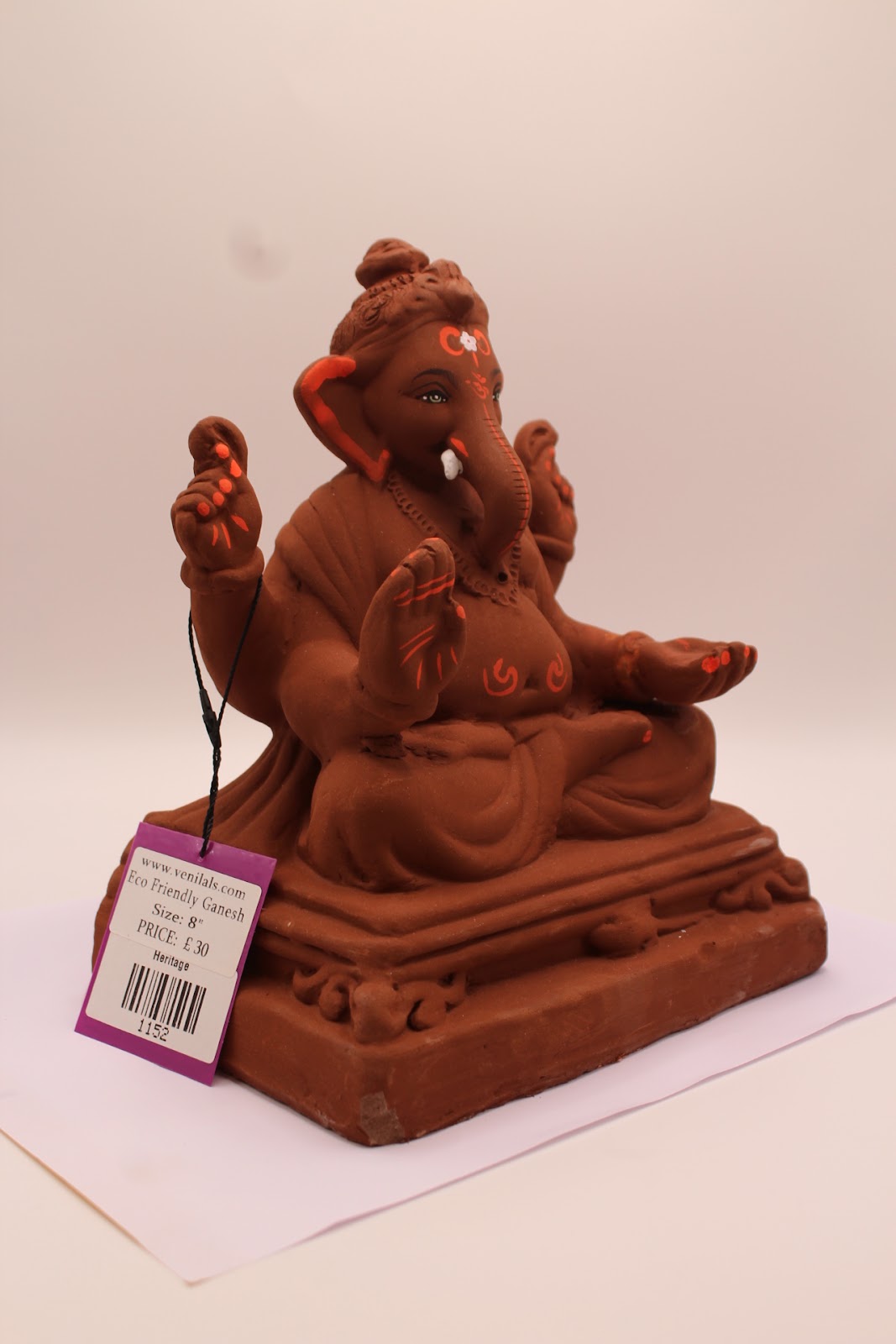 Eco-Friendly Ganesh Visarjan Idol – Natural Terracotta, Topknot, ~8 inch