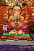 Load image into Gallery viewer, Eco-Friendly Ganesh Visarjan idol, Jewellery Style Magenta &amp; Gold, front view 2