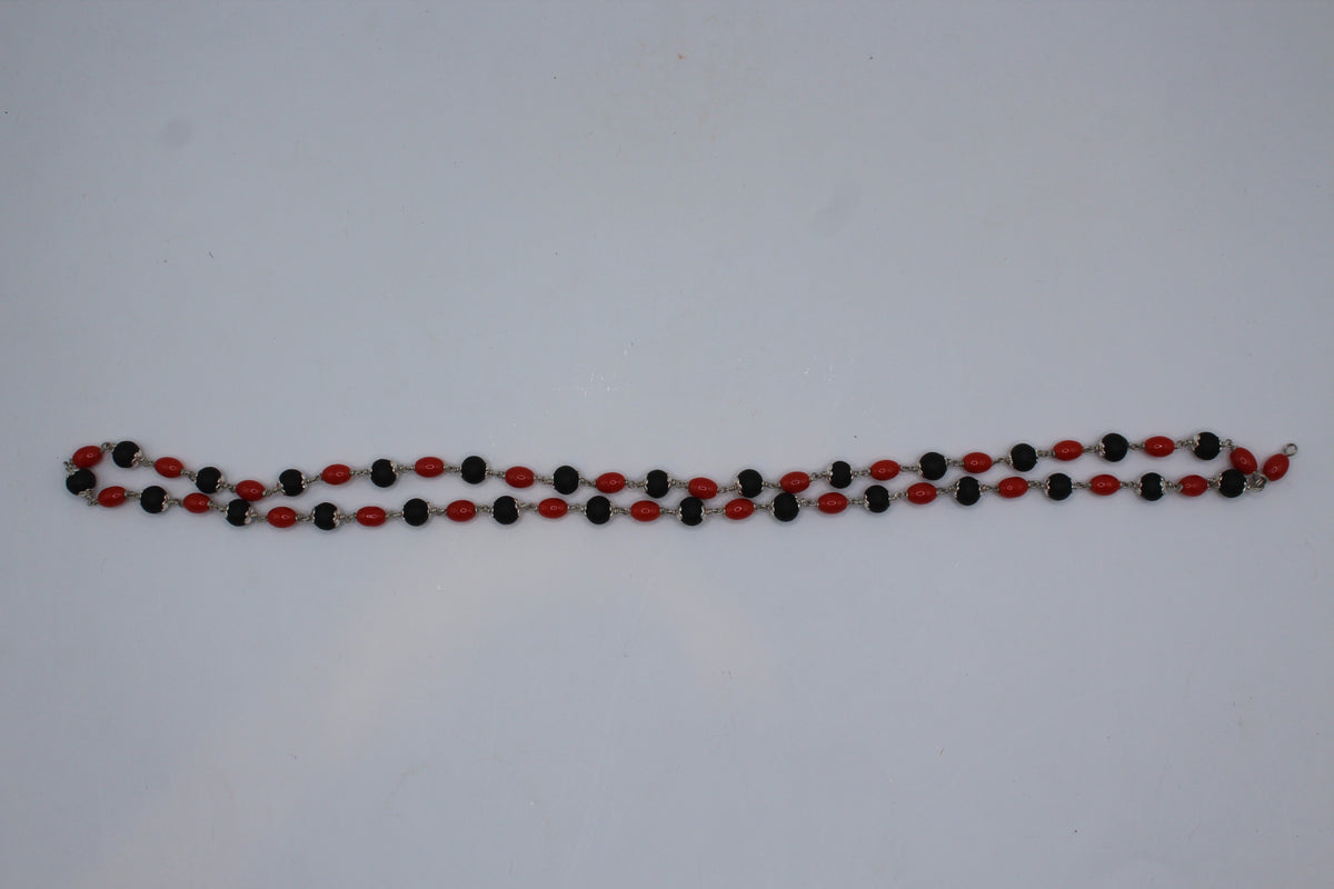 Karungali and coral mala, red and black, with certificate