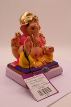 Load image into Gallery viewer, Eco-Friendly Ganesh Visarjan Idol – Pink Shawl &amp; Yellow Dhoti, ~6 inch