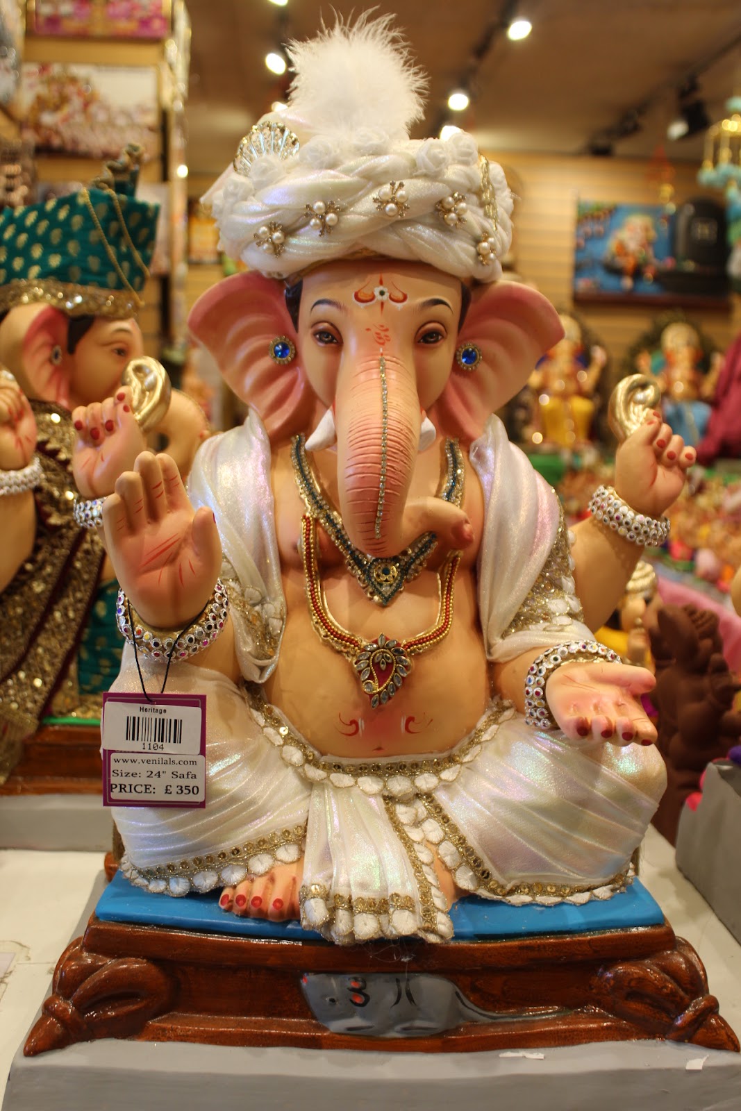 Eco-Friendly Ganesh Visarjan idol, Ivory & Pearl, front view 2