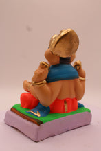 Load image into Gallery viewer, Eco-Friendly Ganesh Visarjan Idol – Blue Khes &amp; Red Dhoti, Green Mat, ~6 inch