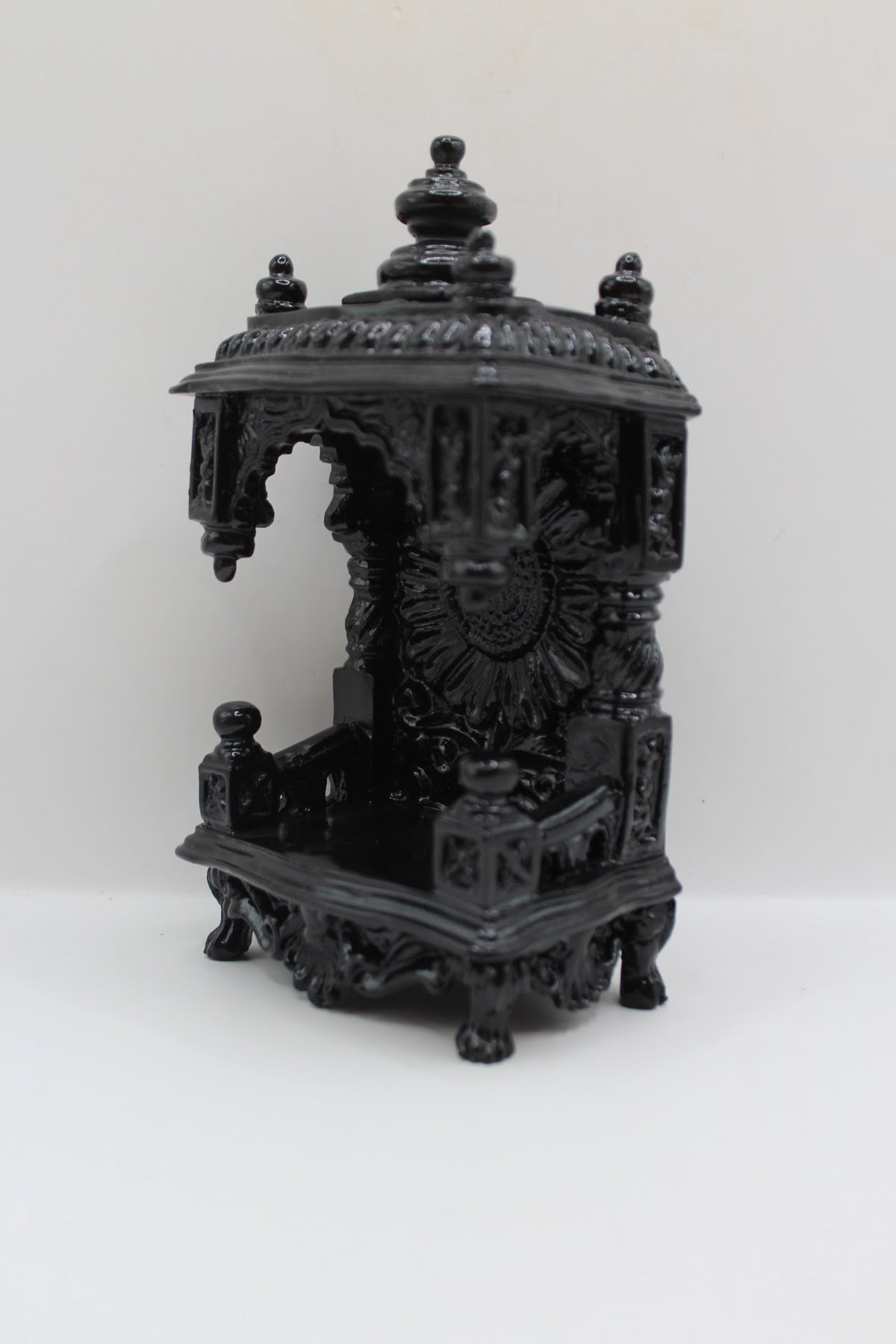 Small black mandir, side view