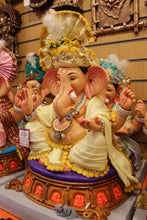 Load image into Gallery viewer, Eco-Friendly Ganesh Visarjan idol, Pale Yellow Sparkle, side view