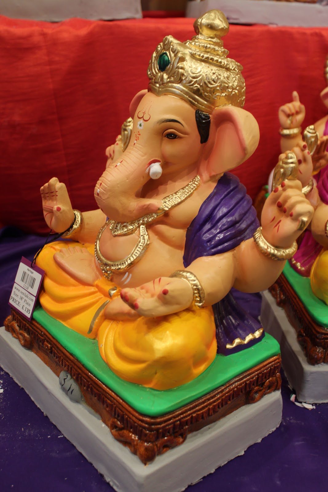 Eco-Friendly Ganesh Visarjan idol, Violet & Gold, side view