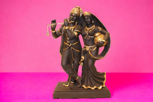 Radhe Krishna Hindu God Hindu fiber idol Black