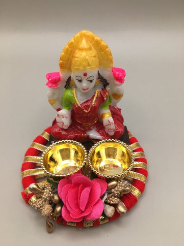 Laxmi Diya for Diwali Laxmi Decoration Handmade Reusable Diya for pujaRed