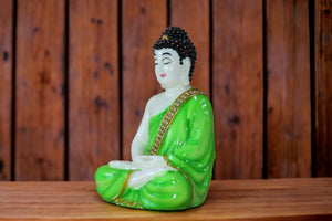 Buddha buddh buddha sitting medium Showpiece Home decore OrangeGreenGreen