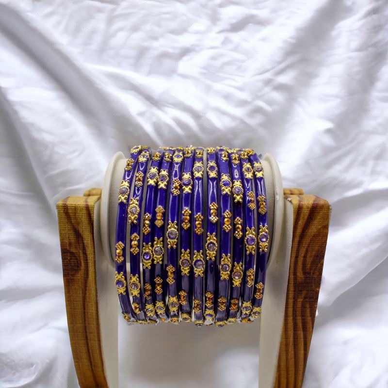 Indian glass bangles set of 12 - Night Blue