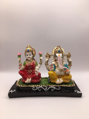 Laxmi Ganpati Hindu God Hindu God Ganesh and laxmi fiber idol Colorful