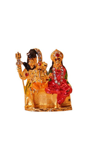Shiv Parivar Shankar Parvati Ganesha Family Idol(1.5cm x 1.3cm x 0.5cm) Mixcolor