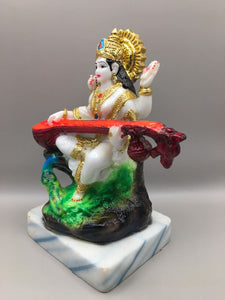 SARASWATI MURTI Hindu Goddess Statue. Saraswati mata godess of knowledge carved statueGoldWhite