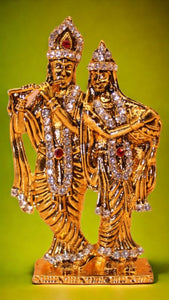 Radha Krishna Idol Showpiece Murti Gifts Home Decor ( 3cm x 1.8cm x 0.5cm) Gold