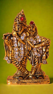 Radha Krishna Idol Showpiece Murti Gifts Home Decor (2.5cm x 1.5cm x 0.5cm) Gold