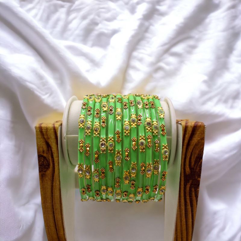 Indian glass bangles set of 12 - Pastel Green